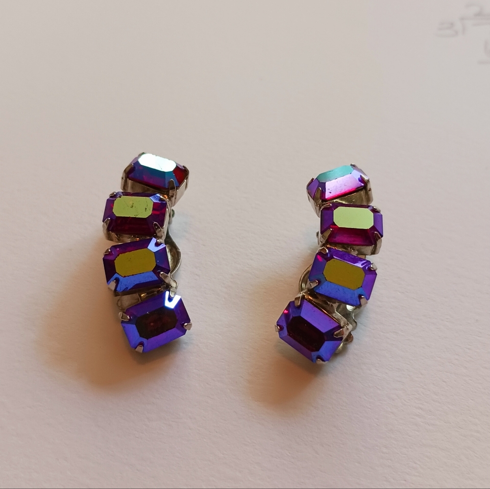 Aurora Borealis Clip On Earrings